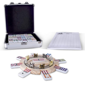 RNK Gaming Mexican Train Double 12 dominoes with bright pips for quick matching.