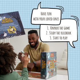 Bright, kid-friendly art in The Attic Monster appeals to families.
