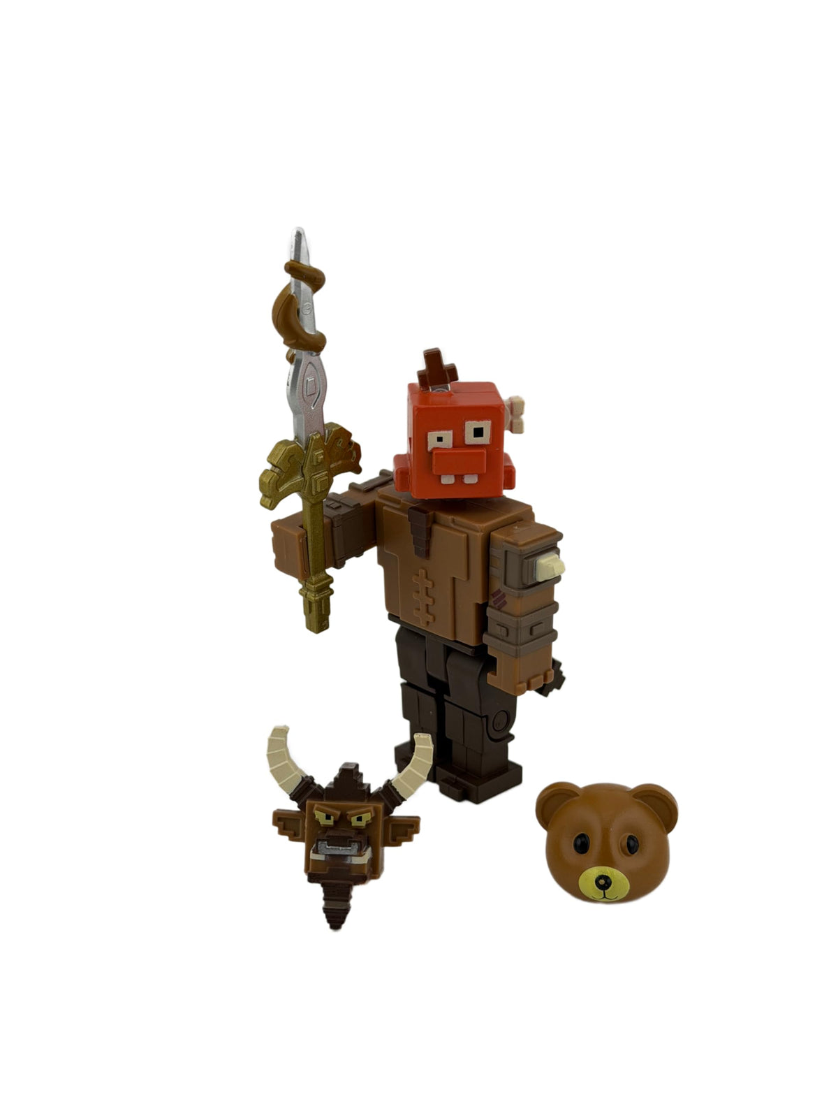 Interchangeable heads for Manitaur offer varied looks during storytelling.