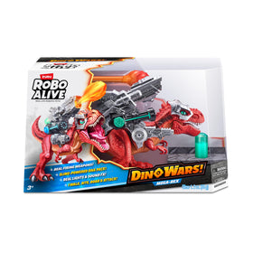 Robo Alive Mega-Rex wearing removable armour enhances battle readiness and customization.