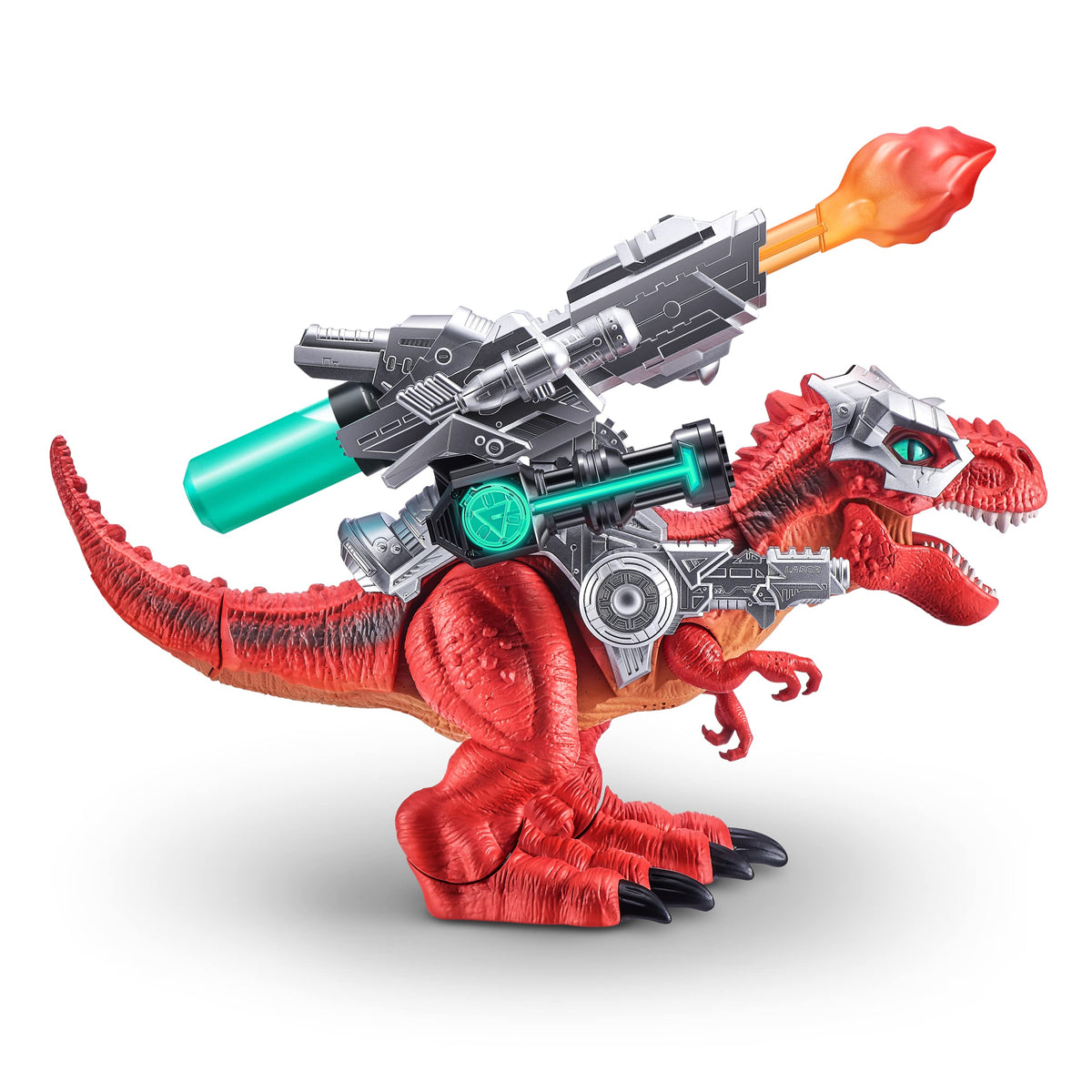 Robo Alive Mega-Rex's real firing weapon adds exciting pretend combat moments.