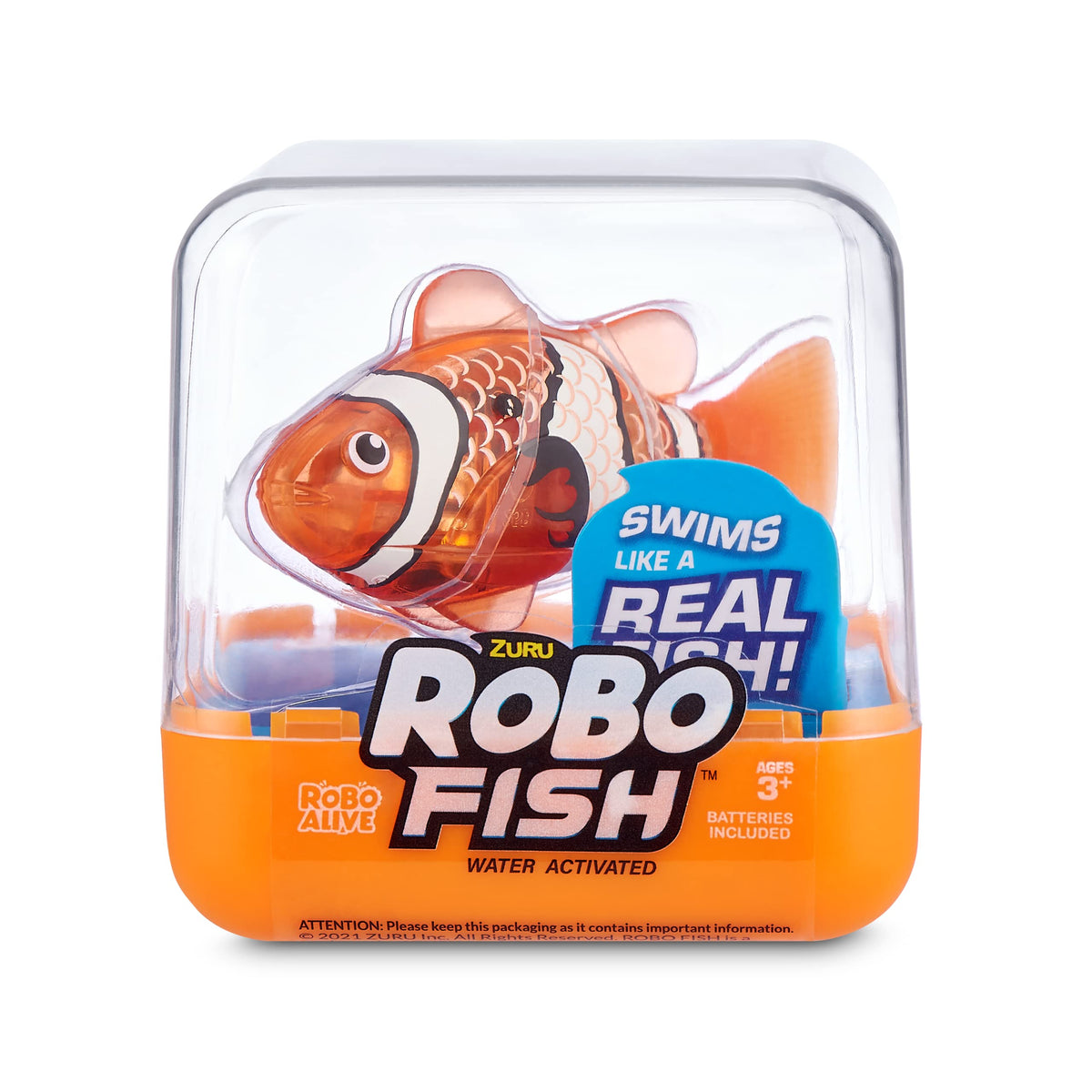 Close-up of Robo Fish Series 2 teal-orange scales and fins.