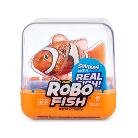 Close-up of Robo Fish Series 2 teal-orange scales and fins.
