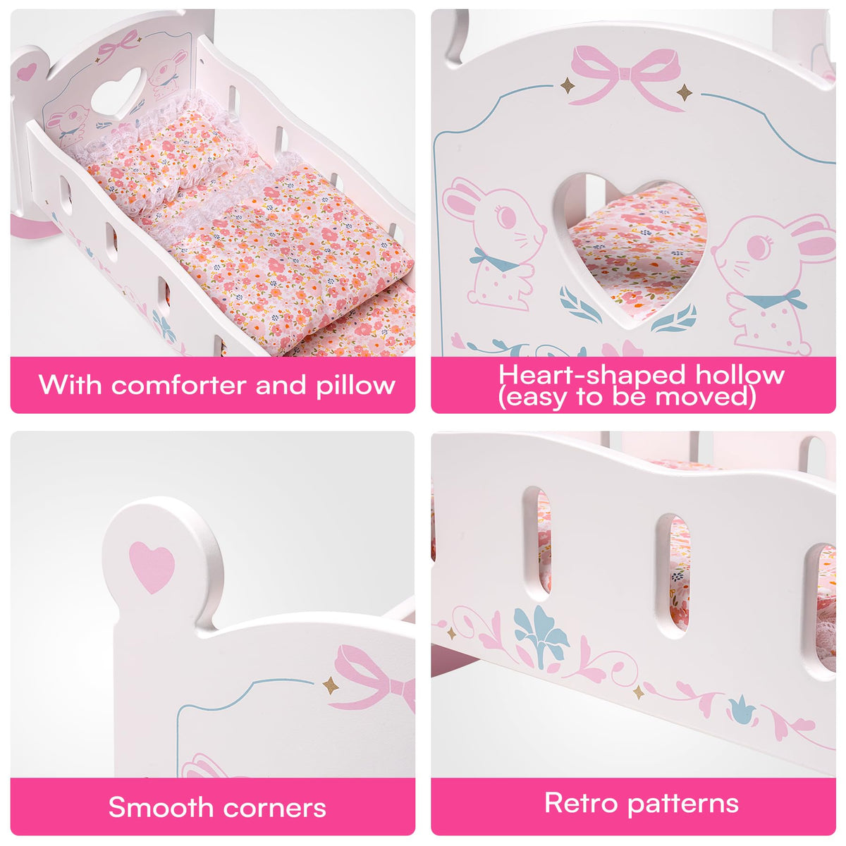 Robotime baby doll crib mattress inside supports cozy nap times and stories