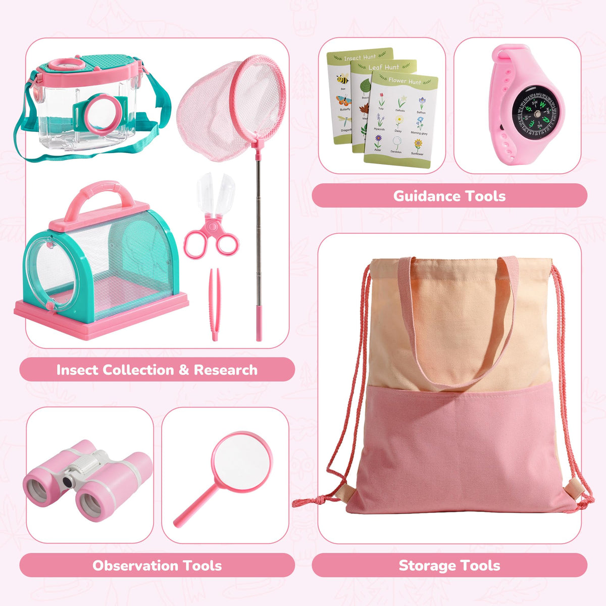 Robotime Bug Catcher Kit pink habitat cage enabling longer observation