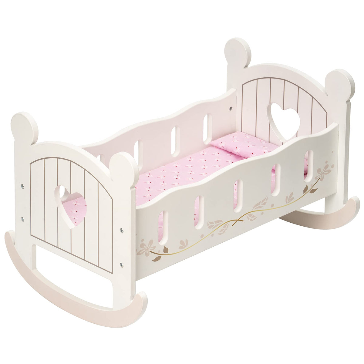 ROBOTIME crib dimensions 21.1 x 13.4 x 12.6 inches fit snugly.
