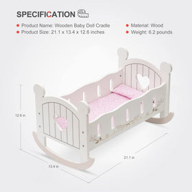 ROBOTIME doll bed set includes pillow, quilt, and sheet for cozy bedtime scenes.