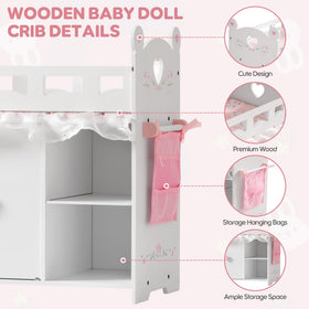 ROBOTIME wooden doll bed with pillow sheet and quilt for a realistic nap