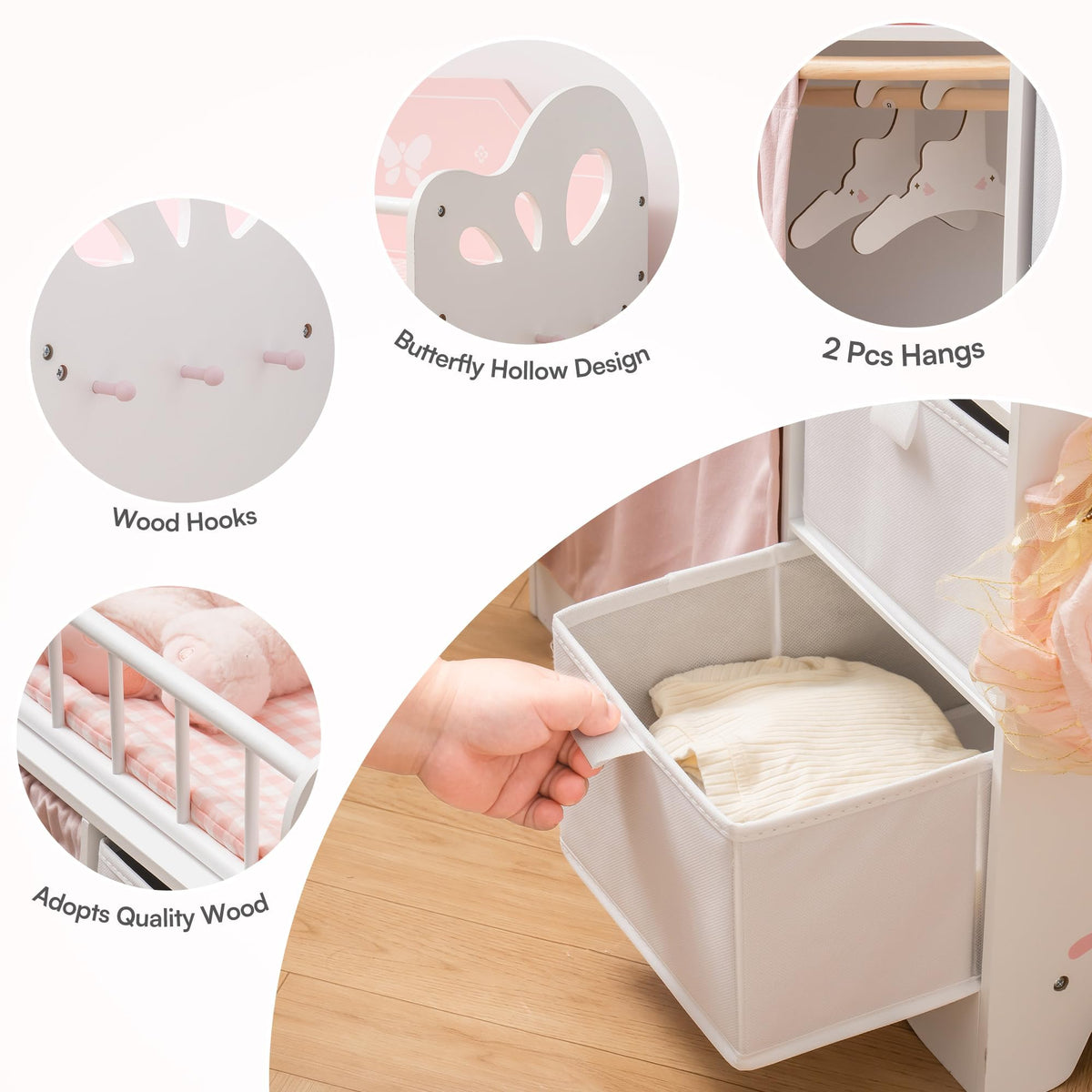 Robotime quick-and-clear assembly instructions for doll crib