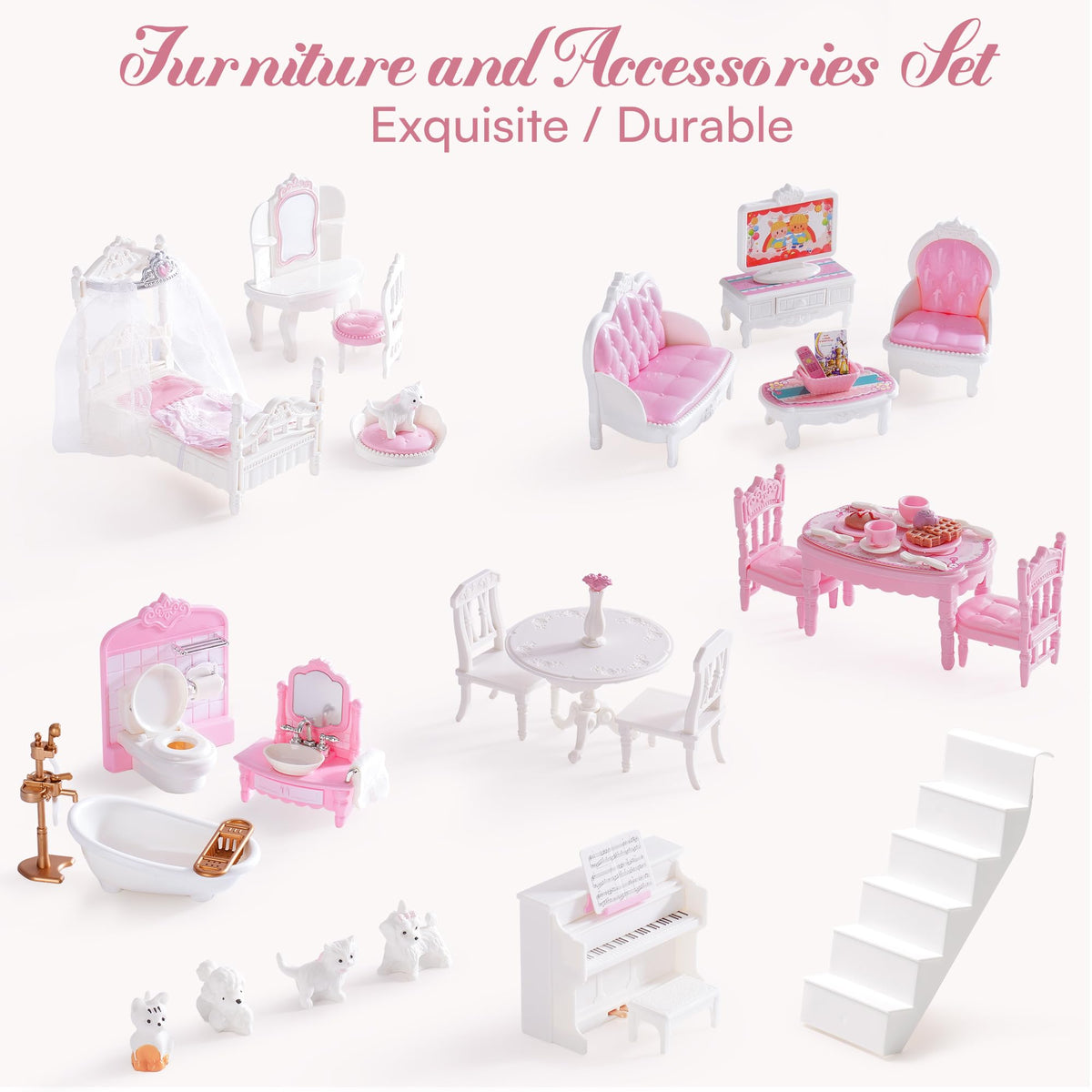 Robotime dollhouse bedroom decor complements walls for cozy bedtime storytelling