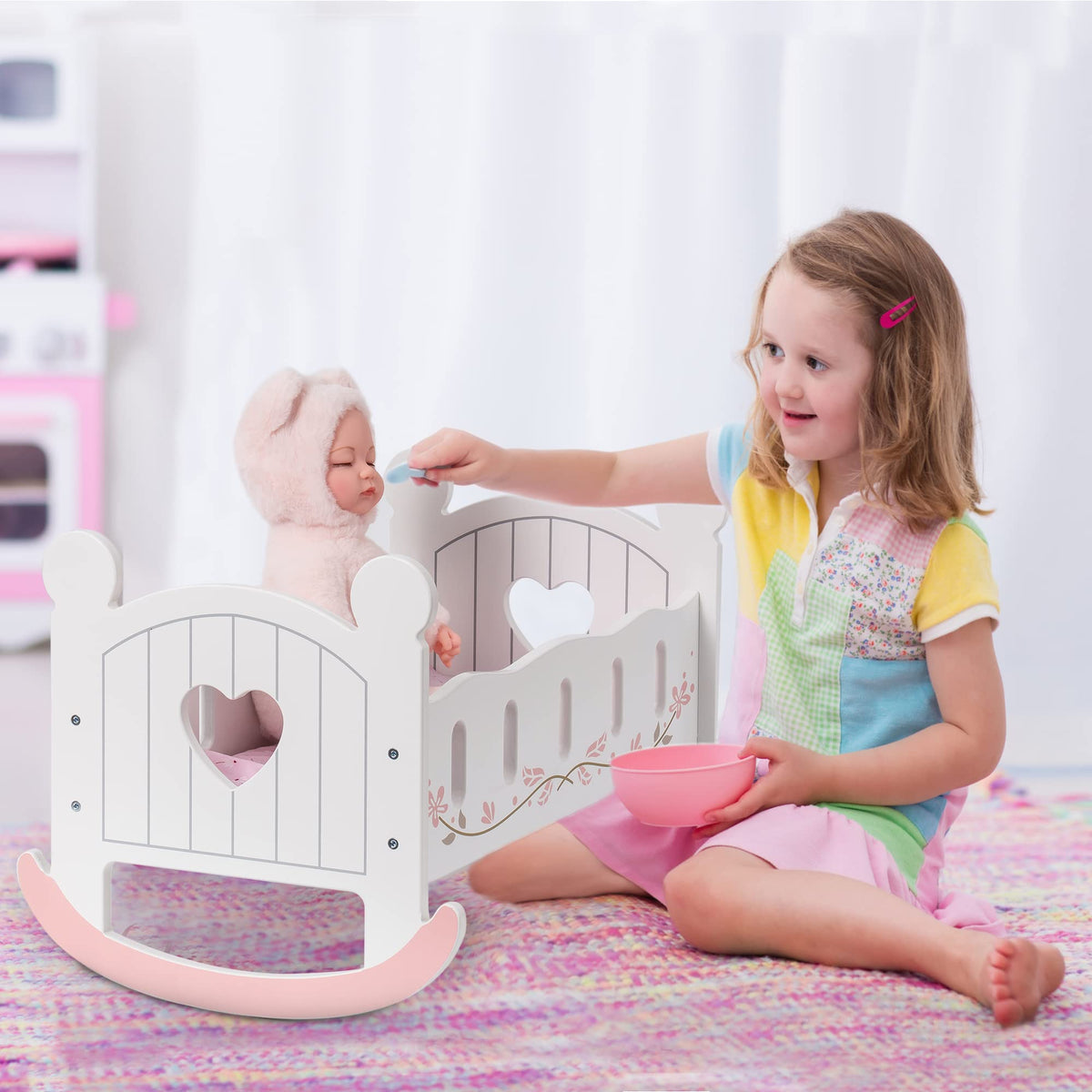 ROBOTIME durable wood construction provides lasting stability for hours of pretend play.