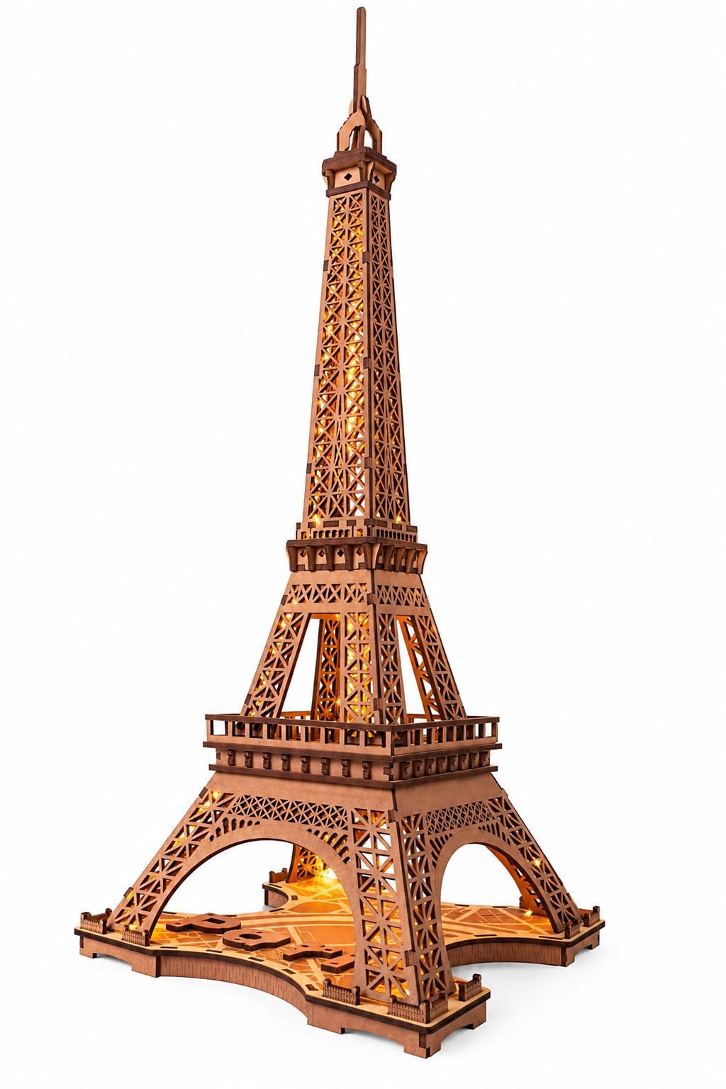 Robotime Eiffel Tower puzzle night light adds warm glow to desk or shelf decor