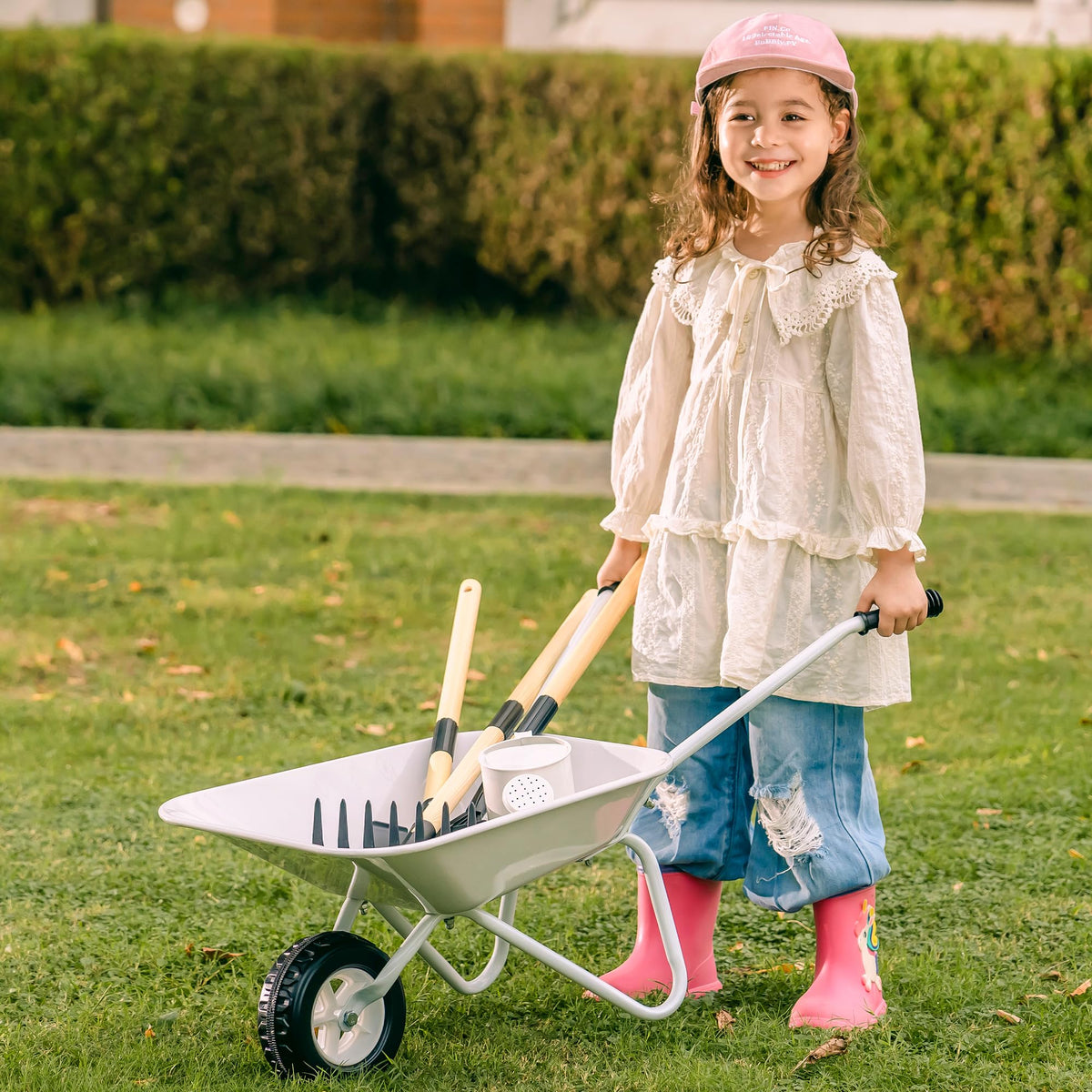 ROBOTIME garden tools set with kid-friendly handles for easy play