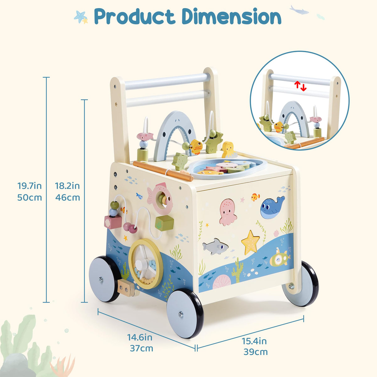 Robotime wooden walker with speed control brake supports steadier first steps.