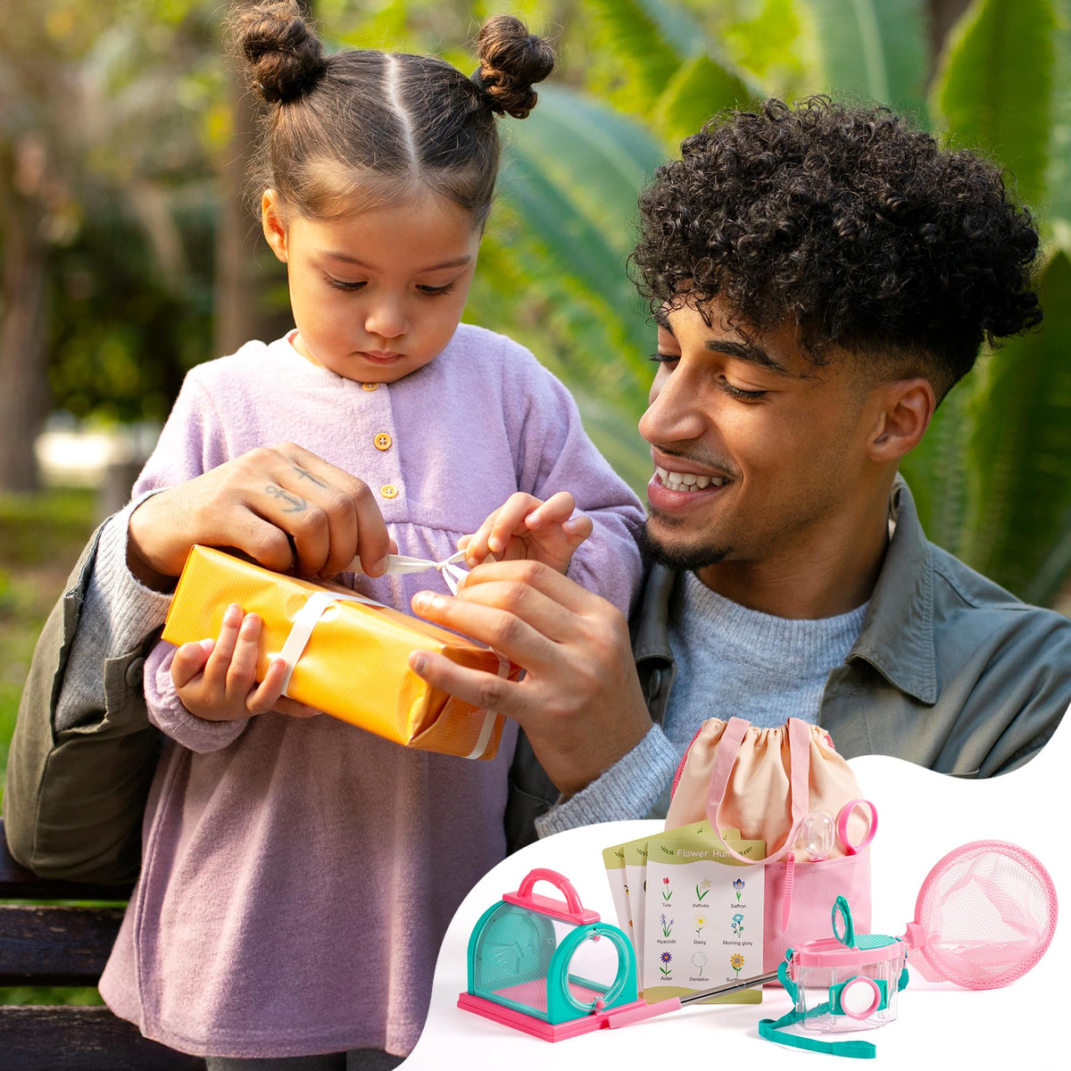ROBOTIME pink identification cards support learning about plants and insects