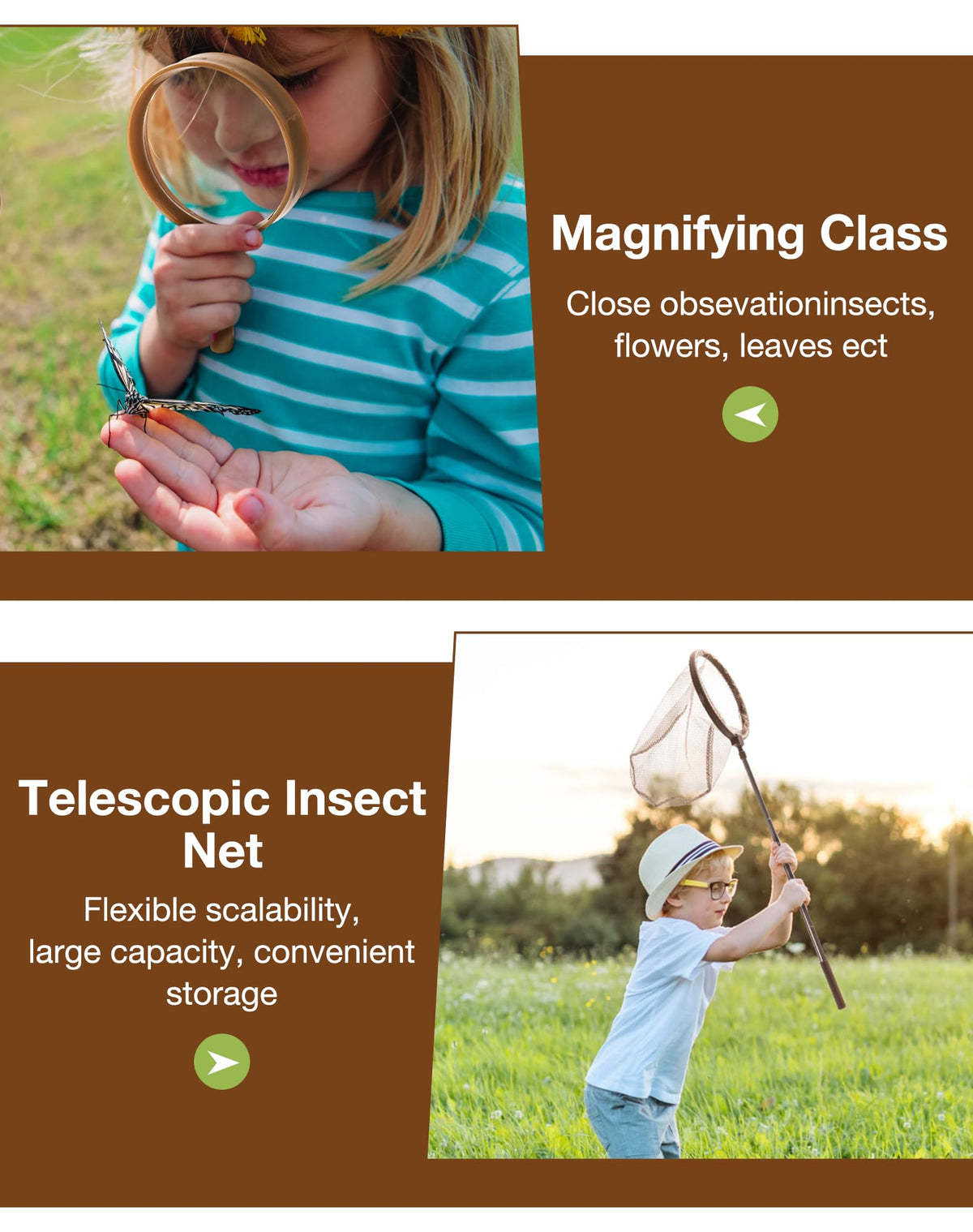 Robotime Kids Explorer Kit tweezers for careful insect handling outdoors.