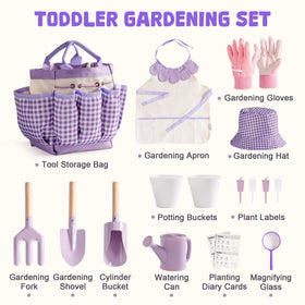 ROBOTIME Kids Gardening Set purple hat protects sun during exploration