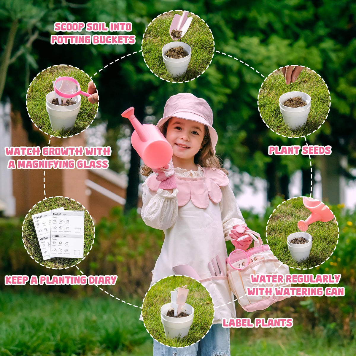 ROBOTIME Pink tool bag keeps gear organized for on-the-go gardening