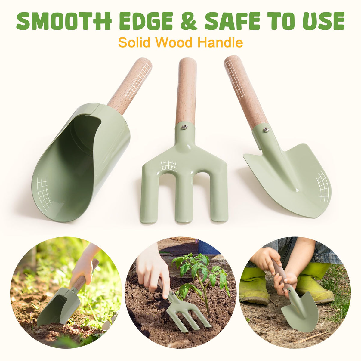ROBOTIME gardening fork shown for soil loosening during planting