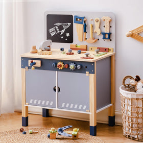 ROBOTIME tool bench with screwdriver for organized storage and pretend repair.