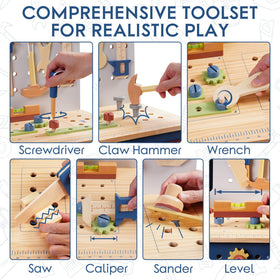 ROBOTIME tool bench storage bins and compartments for easy organization.