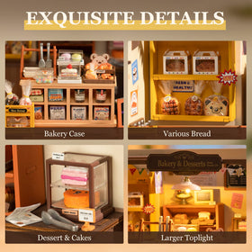 Robotime miniature house with LED toplight enhancing display ambiance