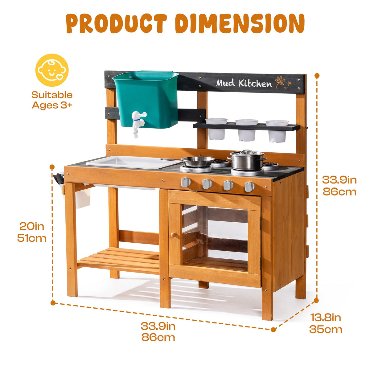 Robotime mud kitchen with clicking knobs sparks imaginative play