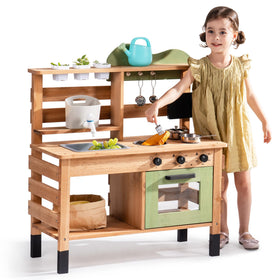 ROBOTIME Mud Kitchen outdoor play area ready for kid chef adventures.