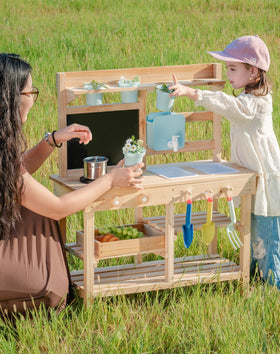ROBOTIME mud kitchen outdoor play ready for patios and lawns