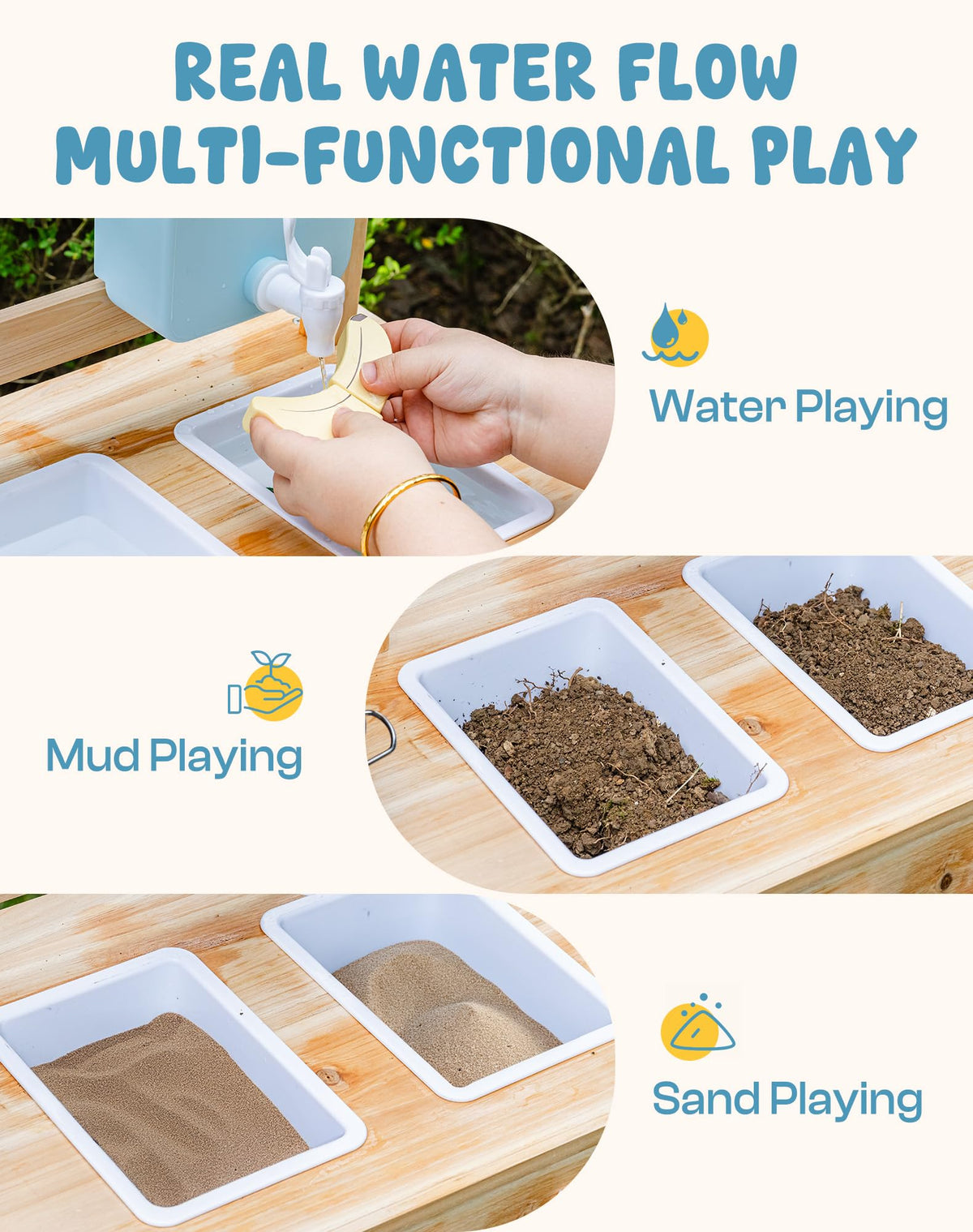 ROBOTIME mud kitchen planting cups for gardening exploration