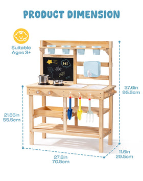 ROBOTIME mud kitchen stove with clickable knobs for pretend cooking