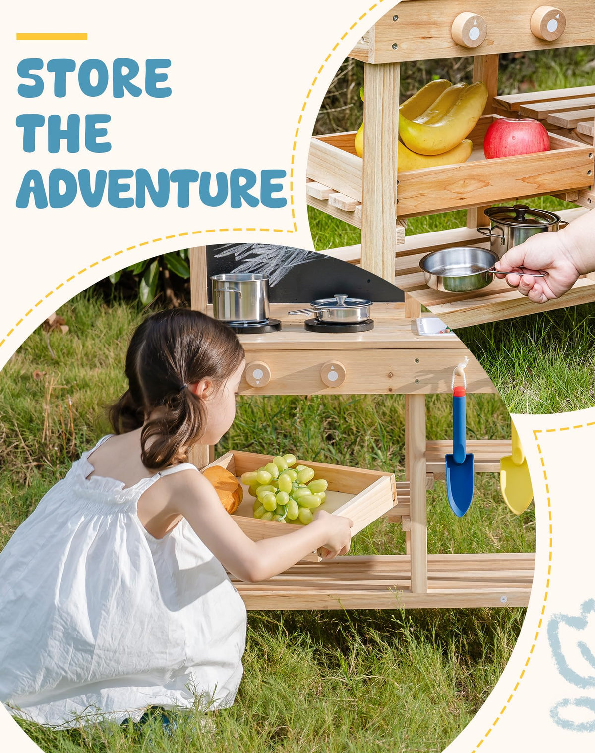 ROBOTIME mud kitchen removable tray for easy serving