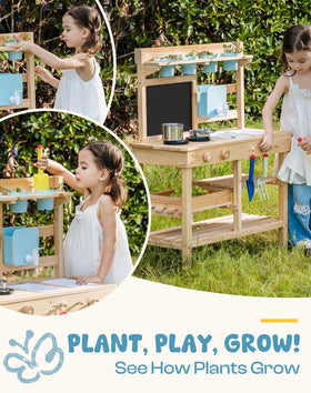 ROBOTIME mud kitchen storage shelf for organized play