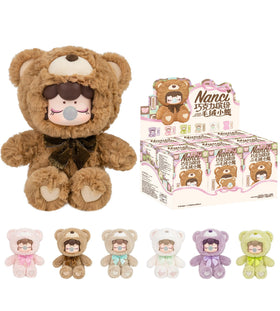 ROBOTIME Nanci chocolate-colored plush bear blind box close-up for desk decoration