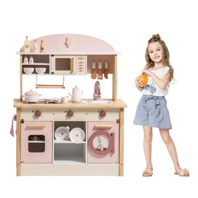 ROBOTIME Pink Kitchen stove top with realistic knobs for creative cooking