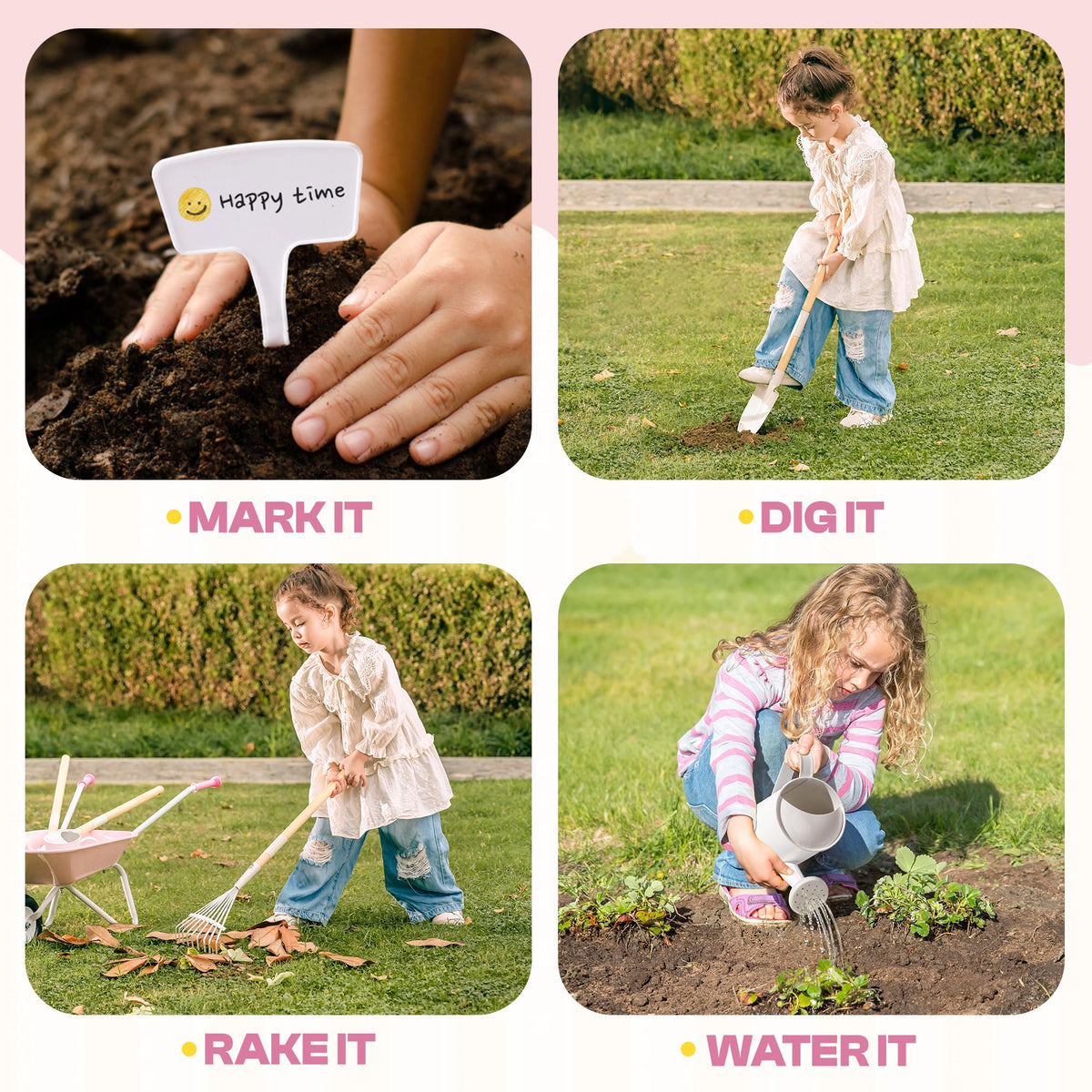 ROBOTIME plant labels four-pack helps organize tiny gardens and labeling.