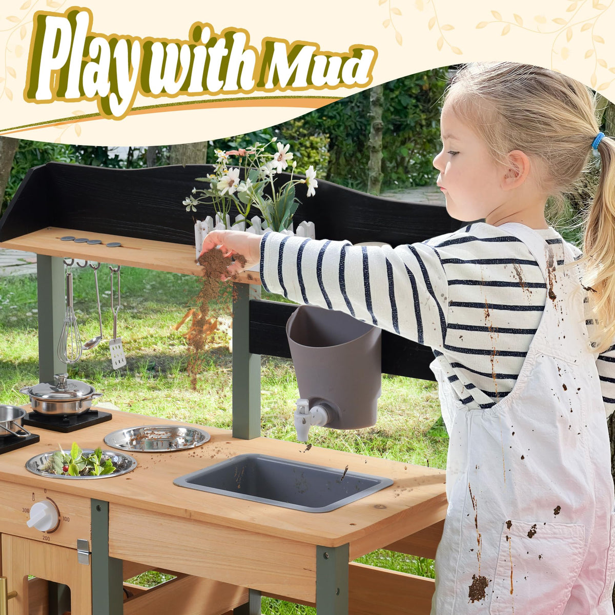 ROBOTIME planter box for kids growing herbs or flowers during play