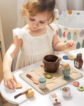 Robotime kitchen utensils complete the pretend toolkit for creative cooking.