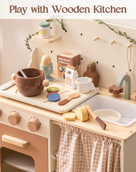 Robotime pancakes and eggs promote social play during morning pretend meals.