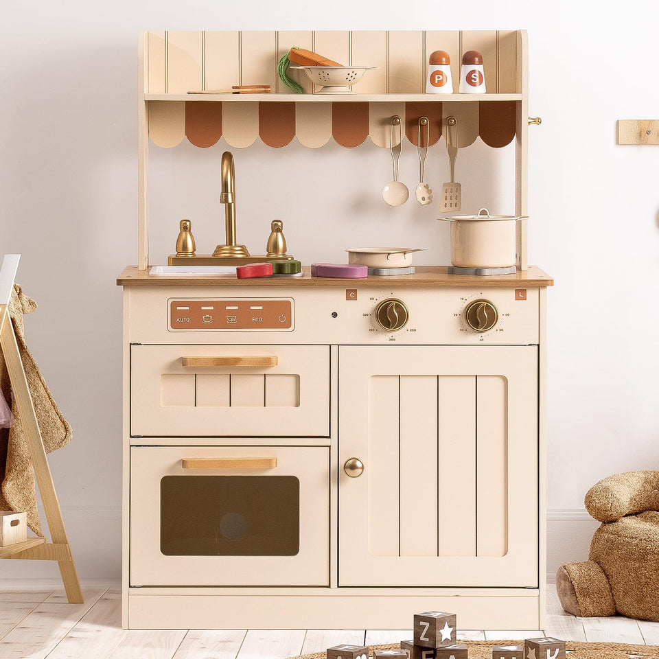 ROBOTIME play kitchen with cutting food set for imaginative pretend cooking