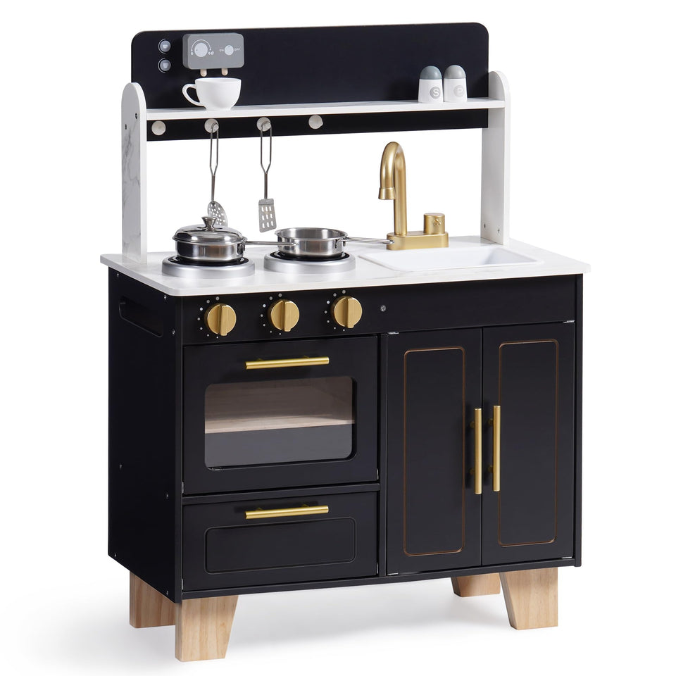 Robotime play kitchen marble countertop detail for a realistic pretend kitchen