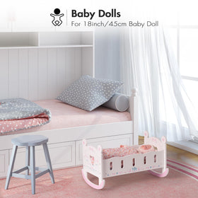 ROBOTIME rocking doll cradle design — gentle motion enhances imaginative play.