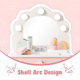 ROBOTIME rounded-edge wooden vanity keeps little hands safe.