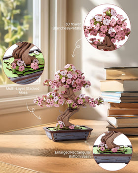 Robotime Sakura Bonsai petal detail captures delicate blossoms