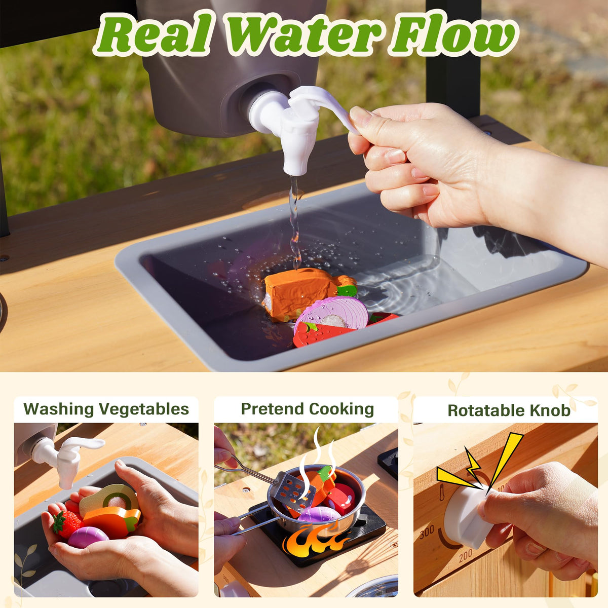 ROBOTIME stainless steel basins provide durable containers for pretend recipes