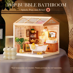 ROBOTIME Super Creator ice drink accessory adds realistic detail to the bathroom display.