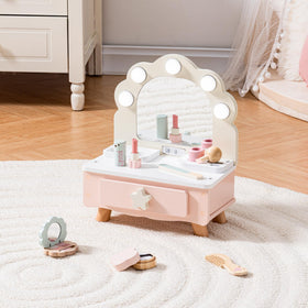 ROBOTIME toddler vanity mirror with lights enhances dress-up playtime.