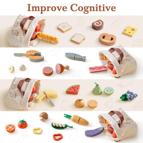 ROBOTIME wooden play food eggs and bread set invites breakfast themed storytelling and play