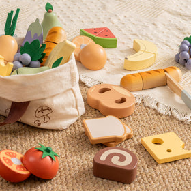 ROBOTIME wooden play food vegetables cutting set promotes imaginative meals and motor skills