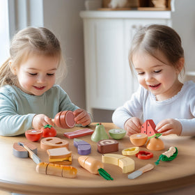 ROBOTIME wooden food set offers a safe eco friendly toy option with non toxic finishes